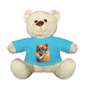 Pomeranian Pomeranian Sunglasses Dog Print - Teddy Bear - atoll blue - Front