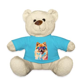 Pomeranian Pomeranian Sunglasses Dog Print - Teddy Bear - atoll blue - Front