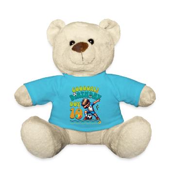 10th Birthday Football - Teddy Bear - atoll blue - Front