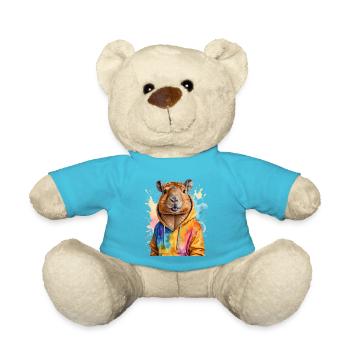 Capybara Hoodie Capy Bunt Tier Design Print - Teddy - Atollblau - Vorne