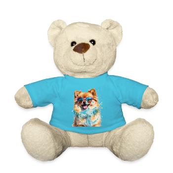 Pomeranian Pomeranian Sunglasses Dog Print - Teddy Bear - atoll blue - Front