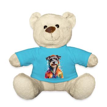 Zwergschnauzer Hoodie Hund Lustig Tier Print - Teddy - Atollblau - Vorne