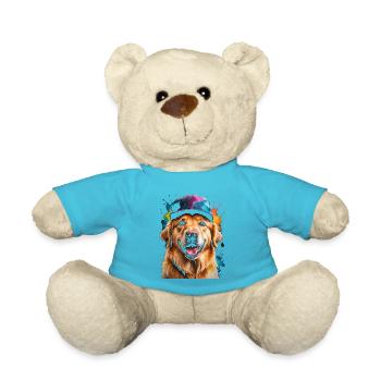 Golden Retriever Snapback Cap Dog Design Print - Teddy Bear - atoll blue - Front