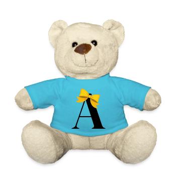 Gelber Schleifenbuchstabe - Teddy - Atollblau - Vorne