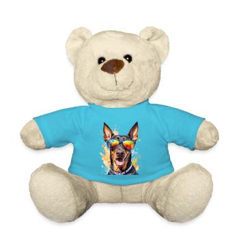 Doberman Sunglasses Dog Funny Design Print - Teddy Bear - atoll blue - Front