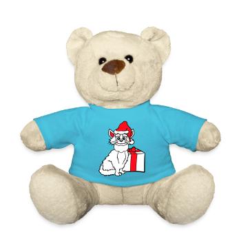 Cadeau de Noël d’hiver pour chat du Père Noël - Nounours - bleu outremer - Devant