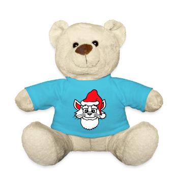 Chat du Père Noël Tête de chapeau de Noël d’hiver - Nounours - bleu outremer - Devant