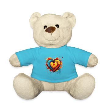 Colourful Heart Explosion – Bold Pop Art Design - Teddy Bear - atoll blue - Front