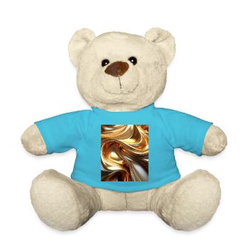 Golden Liquid Metal Waves – Modern Abstract Design - Teddy Bear - atoll blue - Front