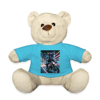 Cyberpunk Katze Biker Cyberpunk Chat Biker - Nounours - bleu outremer - Devant