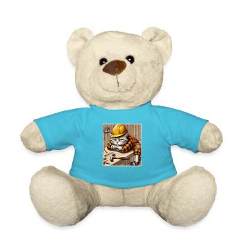 Bored cat in the workshop - Teddy Bear - atoll blue - Front