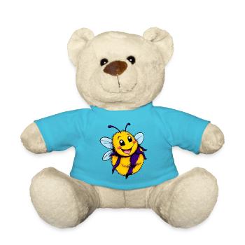 Glückliche Hummel Cartoon Illustration - Teddy - Atollblau - Vorne