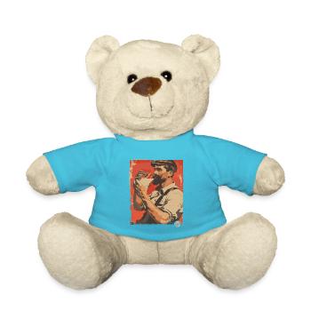 Handsome milkman drinking milk - Teddy Bear - atoll blue - Front