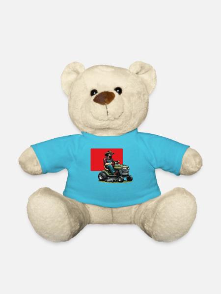 Man on lawn tractor - Teddy Bear - atoll blue