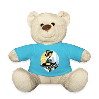 Turntable, Retro, Vintage, Turntable, DJ, - Teddy Bear - atoll blue - Front