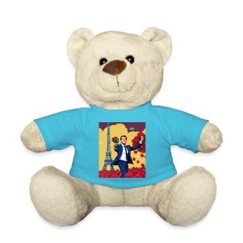 Macron, Humor T-Shirt, Männergeschenk, Frauen, Blume - Teddy - Atollblau - Vorne