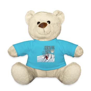 Nachtskifahren Night Skiing - Teddy Bear - atoll blue - Front