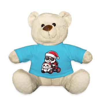 Katze Weihnachtsmann Cartoon - Teddy - Atollblau - Vorne