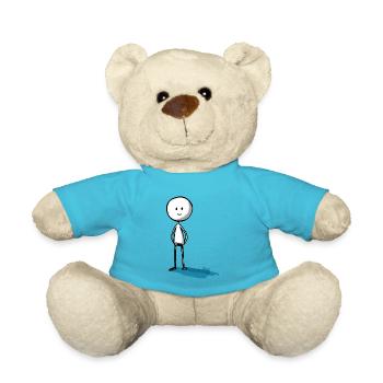 Minimalistisch und witzig, das Strichmännchen - Teddy - Atollblau - Vorne
