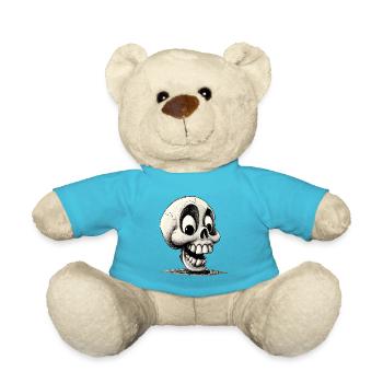 Super funny, weird, happy skull - Teddy Bear - atoll blue - Front