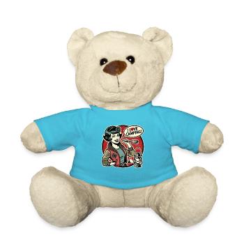 Retro Natur Mama – Ich liebe Camping - Teddy - Atollblau - Vorne