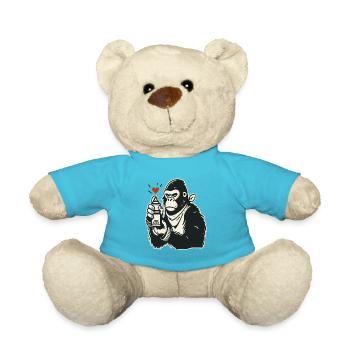 Graffiti Street Art Gorilla mit Spraydose - Teddy - Atollblau - Vorne