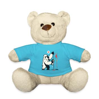 Graffiti-Gorilla mit Spraydose - Teddy - Atollblau - Vorne