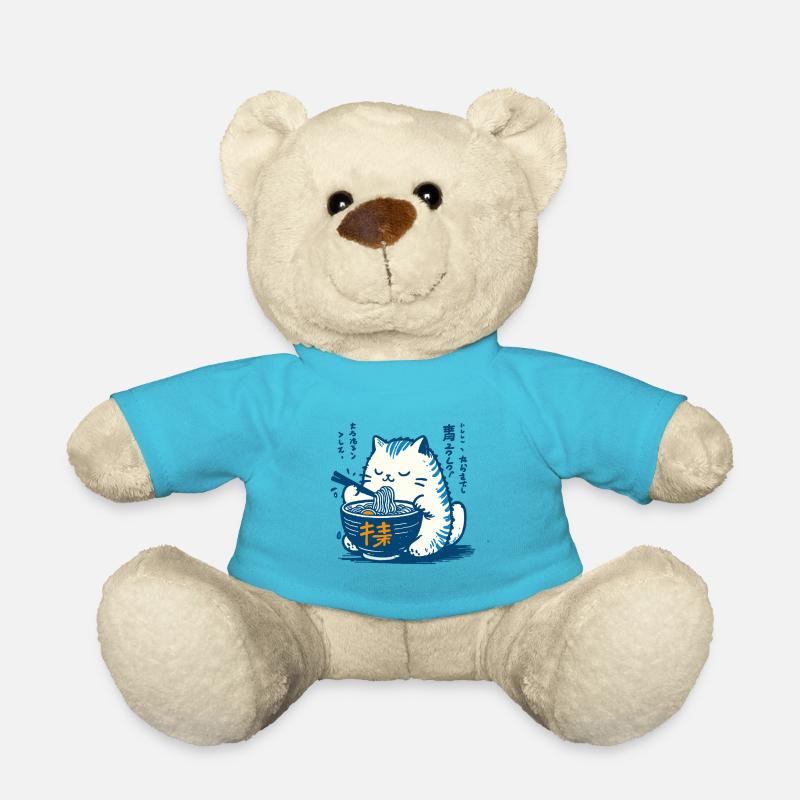 Kawaii Katzen Ramen Nudeln Japan Retro Ukiyo-E - Teddy - Atollblau