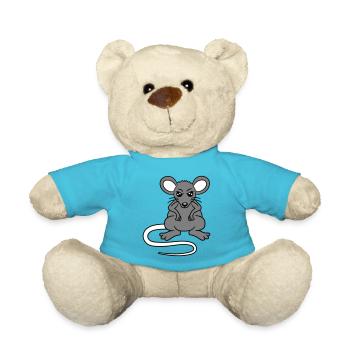 Maus Guckt Böse Wütend Frustriert Sauer Aggressiv - Teddy - Atollblau - Vorne