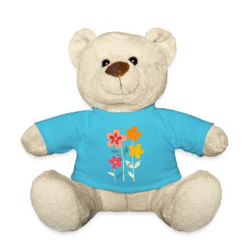 Matisse Inspired: Retro Floral Pattern Floral - Teddy Bear - atoll blue - Front