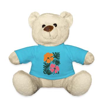Matisse inspiriert: Florales Muster in Orange Pink - Teddy - Atollblau - Vorne