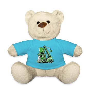 Funny St. Patrick's Day Crane Construction Vehicle - Teddy Bear - atoll blue - Front