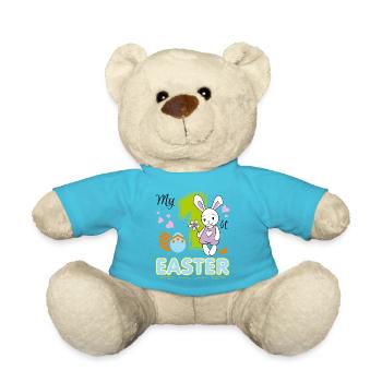 Mein erstes Osterfest. Niedliches Design mit Baby-Hase - Teddy - Atollblau - Vorne