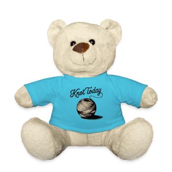 Knot Today Pun Yarn Knitting Crafter Crochet - Teddy Bear - atoll blue - Front