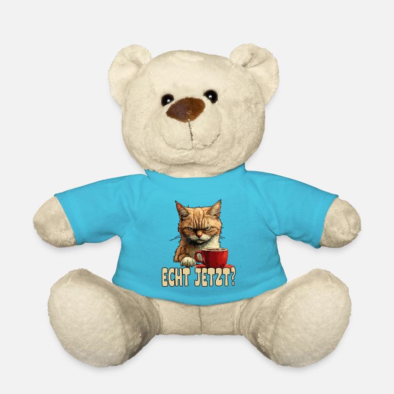 Lustige Katze mit Kaffee und Spruch - Teddy - Atollblau