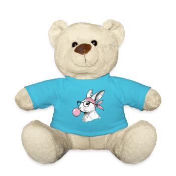 Ostern Retro Vintage Stil Hase Kaugummiblase - Teddy - Atollblau - Vorne