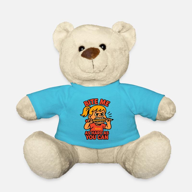 Beiß mich! Comic-Mädchen mit Wutanfall - Teddy - Atollblau