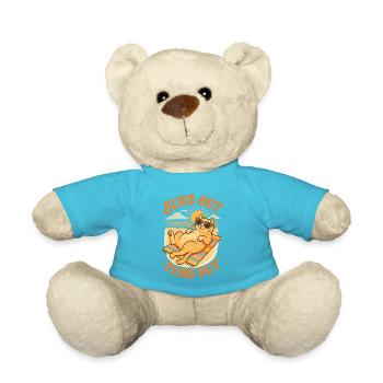 Sun’s Out, Tums Out Cat Design - Teddy Bear - atoll blue - Front