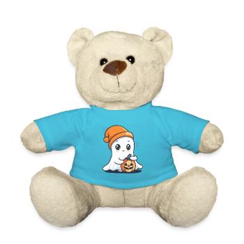 Fantôme mignon avec chapeau et citrouille à la main - Nounours - bleu outremer - Devant
