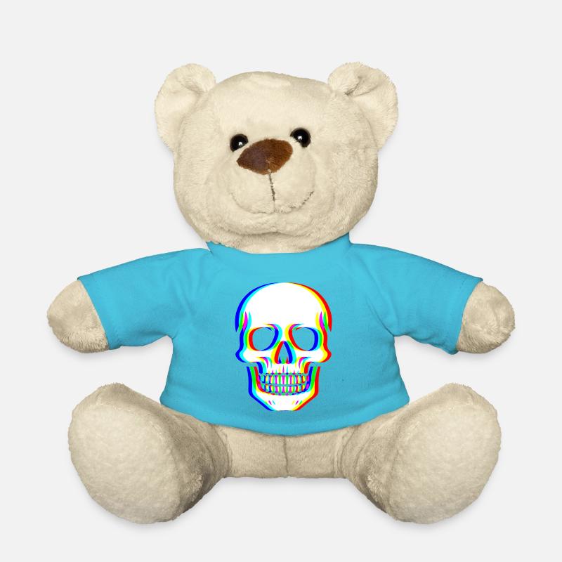 Crâne Glitch - Cyber Art - Nounours - bleu outremer