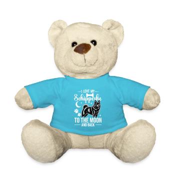 Ich Liebe Meinen Schipperke Zum Mond Und Backi - Teddy - Atollblau - Vorne