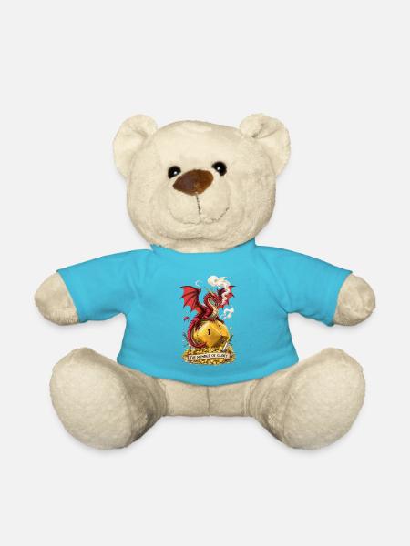 Drache auf W20 – Number of Glory Cartoon - Teddy - Atollblau