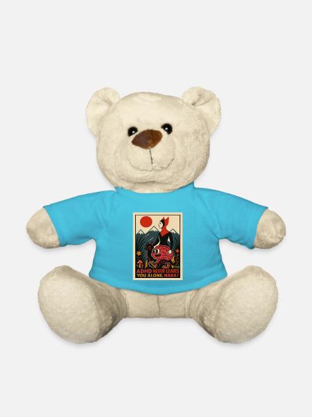 Brain Cat Adventure in Mountain Sunset - Teddy Bear - atoll blue