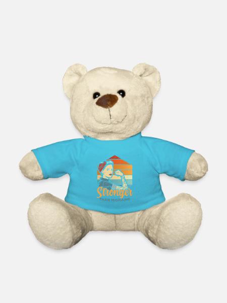 Stronger than Migraine - for the feminist - Teddy Bear - atoll blue