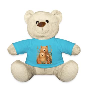 Waldbärenpärchen im Herbstlaub - Teddy - Atollblau - Vorne