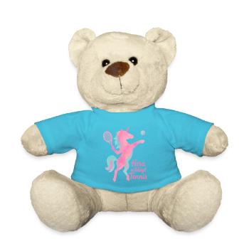 Einhorn Herz schlägt, Tennis, Pastellliebe- - Teddy - Atollblau - Vorne