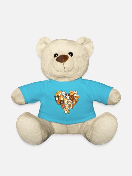 Hund Hunde Herz Liebe - Teddy - Atollblau