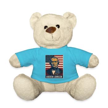 Andrew Johnson President Usa - Teddy Bear - atoll blue - Front