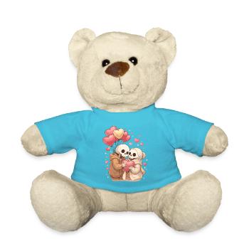 Couple squelette douillet avec ballons en forme de cœur – Amour - Nounours - bleu outremer - Devant