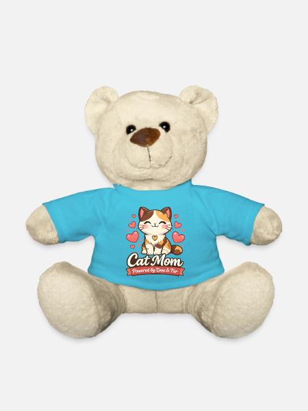 Motif de maman chatte – Kawaii Cat with Heart - Nounours - bleu outremer